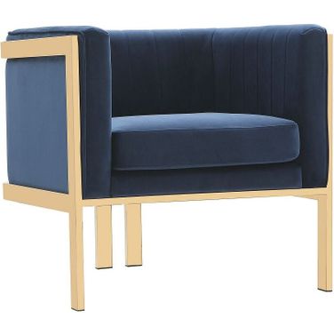 Paramount Accent Armchair in Royal Blue and Polished Brass