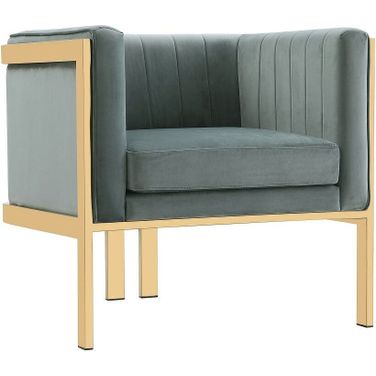 Paramount Accent Armchair in Warm Grey and Polished Brass