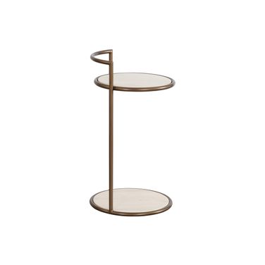 Parga Travertine Look End Table In Rustic Bronze