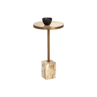 Parinari End Table In Natural and Antique Brass