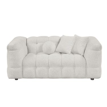 Paris Boucle Fabric Loveseat in Cream