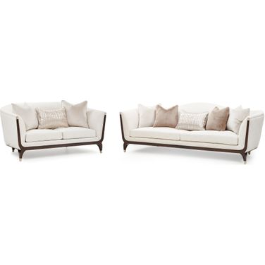 Paris Chic Living Room Set In Cremini and Espresso