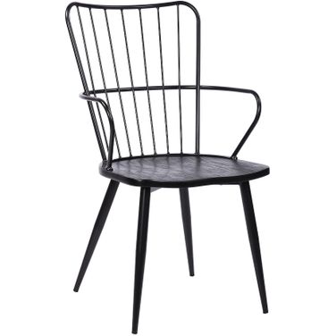 Parisa High Back Steel Framed Side Chair In Black Powder Coated Finish and Black Brushed Wood