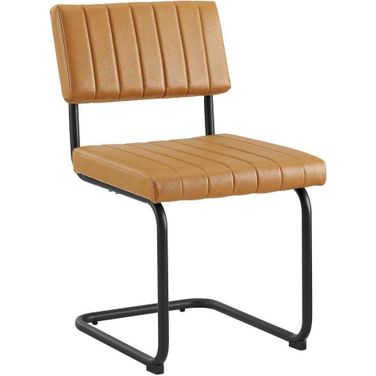 Parity Vegan Leather Dining Side Chairs Set of 2 In Black Tan