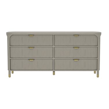 Park 68 Inch Solid Wood 6-Drawer Dresser In Gray