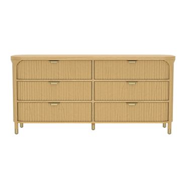 Park 68 Inch Solid Wood 6-Drawer Dresser In Natural