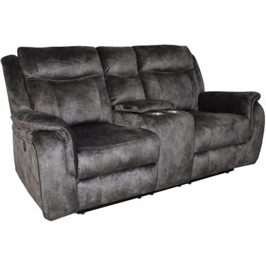 Park City Console Loveseat with Power Footrest In Slate