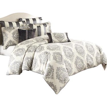 Park Lane 6 Piece Queen King Comforter Set In Gray