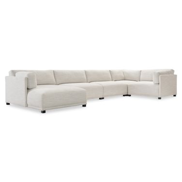 Parker 5-Piece Fabric Left Facing Sectional In White and Cream
