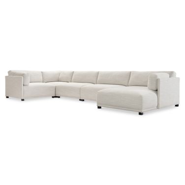 Parker 5-Piece Fabric Right Facing Sectional In White and Cream