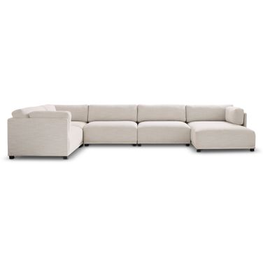 Parker 5-Piece Fabric Right Facing Sectional In White and Cream