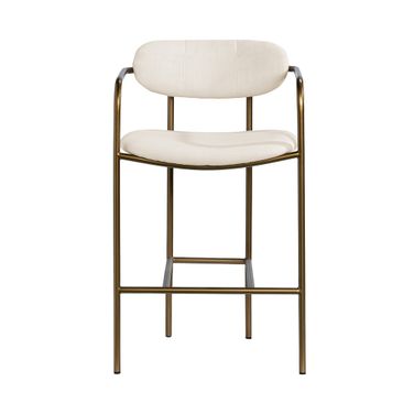 Parker Fabric Seat Counter Stool with Metal Frame In Cream and Gold