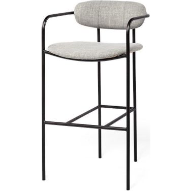 Parker Gray Fabric Seat Black Metal Bar Stool