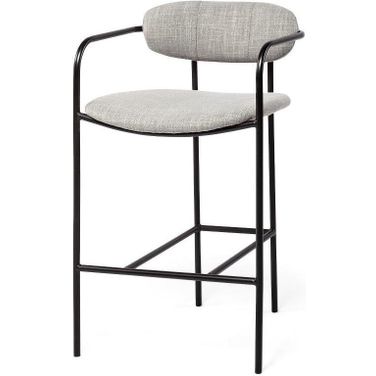 Parker Gray Fabric Seat Black Metal Counter Stool