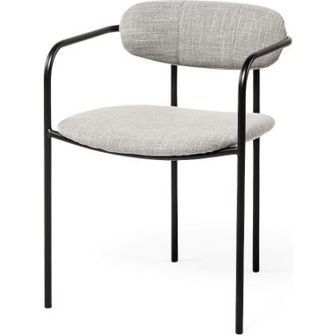 Parker Gray Fabric Seat Black Metal Dining Chair