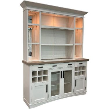 Parker House Americana Modern Dining 2 Piece 69 Inch Buffet And Display Hutch With Quartz Insert