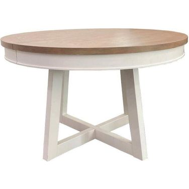 Americana Modern 48 Inch Round Dining Table With Extends To 66 Inch With Leaf