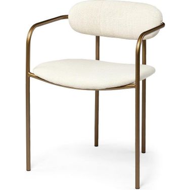 Parker I Cream Fabric Seat Gold Metal Frame Dining Chair