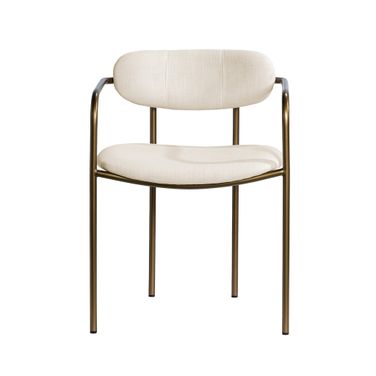 Parker I Fabric Seat Dining Chair  Set Of 2 with Metal Frame In Cream and Gold