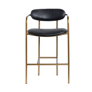 Parker Leather Seat Counter Stool with Metal Frame In Black and Gold