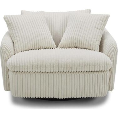 Parker Living Boomer Mega Ivory Large Swivel Chair With 2 Toss Pillow