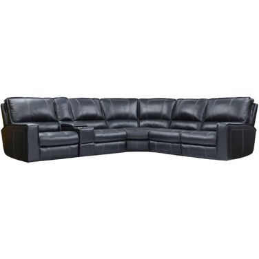 Parker Living Rockford Verona Black 6 Piece Modular Power Reclining Sectional With Power Headrests And Console