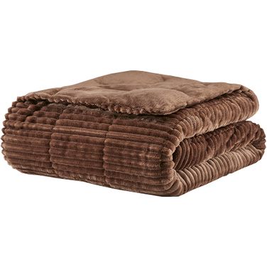 Parker Polyester Microcord Solid Pieced Corduroy Plush Throw In Brown