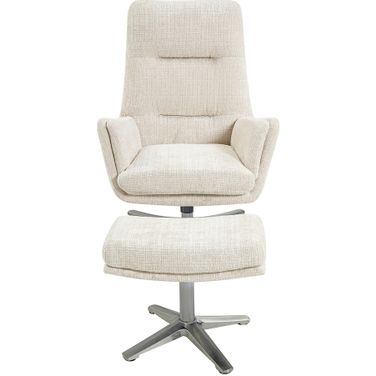 Parker Swivel Chair with Ottoman In Beige