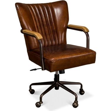 Parker Vintage Cigar Leather Swivel Office Chair