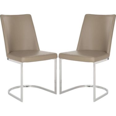 Parkston Taupe and Chrome 18 Inch Leather Side Chair Set of 2