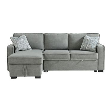 Parque Sectional Sleeper Chofa with Pull Bed, Drop Table and USB In Grey and Black