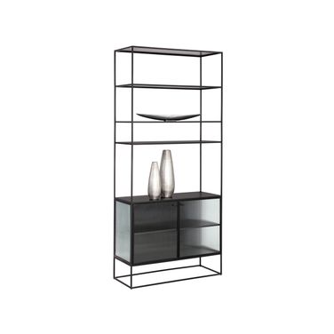 Parsons Bookcase In Matte Black and Clear