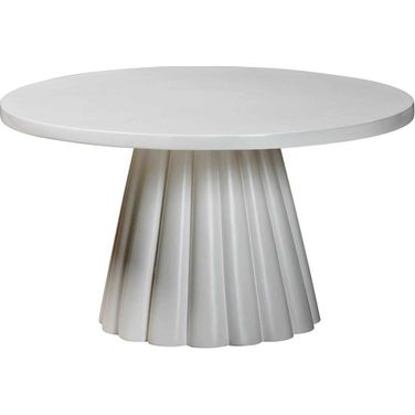 Parvana Round Coffee Table with Fluted Pedestal Base In White