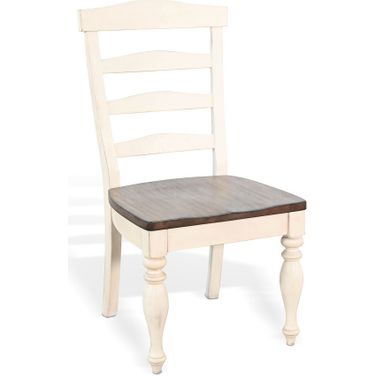 Carriage House Pasadena Wood Ladderback Chair Set of 2 In Marble White and Buckskin