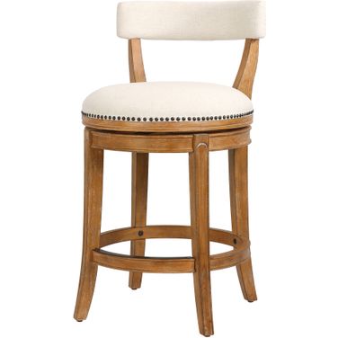 Pasha 26 Inch Counter-Height Barstool with Fabric Seat and Back In Pecan and Linen