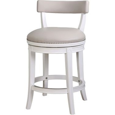 Pasha 26 Inch Counter-Height Barstool with Faux Leather Seat and Back In White and Gray