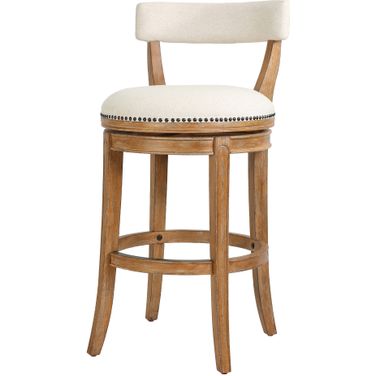 Pasha 31 Inch Barstool with Fabric Seat and Back In Pecan and Linen