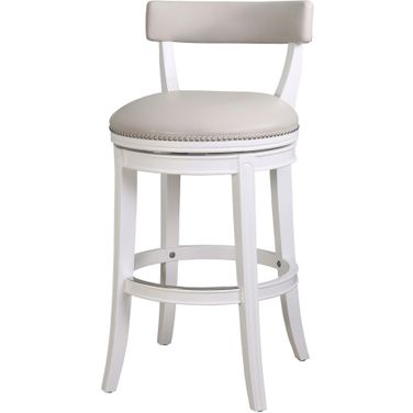 Pasha 31 Inch Barstool with Faux Leather Seat and Back In White and Gray