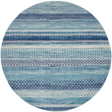Passion 8' x 8' Round Indoor Rug In Navy Blue