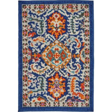 Passion Blue and Multicolor 1'10" x 2'10" Area Rug