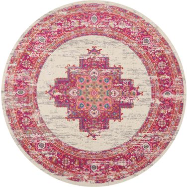 Passion Ivory and Fuchsia 8' x 8' Round Area Rug