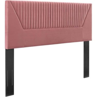 Patience Dusty Rose Channel Tufted Performance Velvet King/California King Headboard
