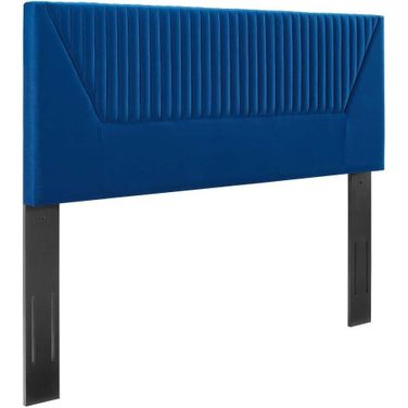 Patience Navy Channel Tufted Performance Velvet Twin Headboard