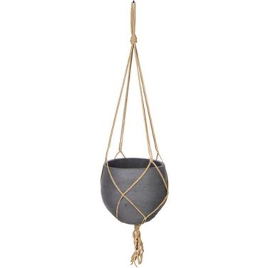 Patio Craft Small Hanging Pot With Netting In Charcoal Grey