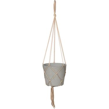 Patio Craft Small Hanging Pot With Netting In Cement Grey