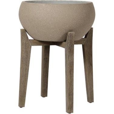 Patio Large Standing Urn In Brown Stone