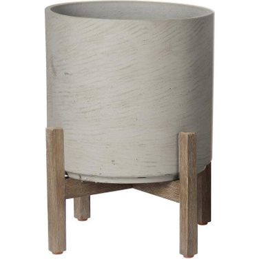 Patio Round Medium Standing Pot In Cement Grey