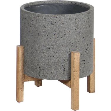 Patio Round Standing Pot In Grey