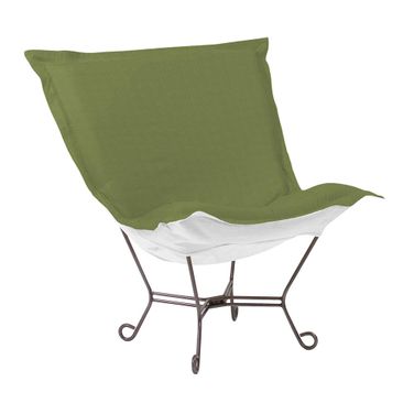 Patio Scroll Puff Chair Seascape Titanium Frame In Moss