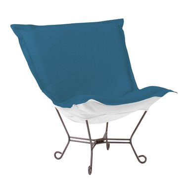 Patio Scroll Puff Chair Seascape Titanium Frame In Turquoise
